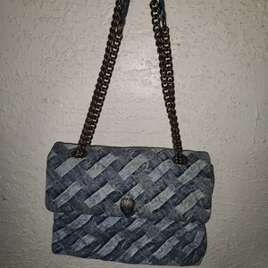Kurt Geiger Denim Woven Tote with Chain Strap
